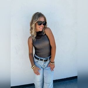Sheer Black Sleeveless Top